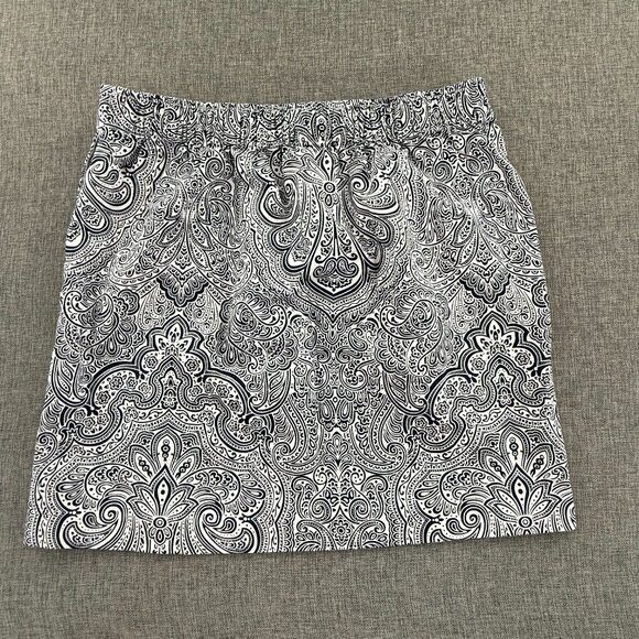 Tommy Hilfiger Pullover Skirt Size 4 Stretchy Waist Pockets Paisley Navy Blue & - Picture 10 of 13